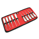 10PCS Dental Curved Root Elevator Set - Stainless Steel Tooth Extraction Surgical Tools