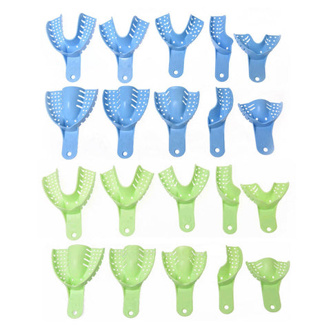 10pcs Dental Plastic Metal Mesh Impression Tray Set - Full Mouth Upper & Lower All Sizes