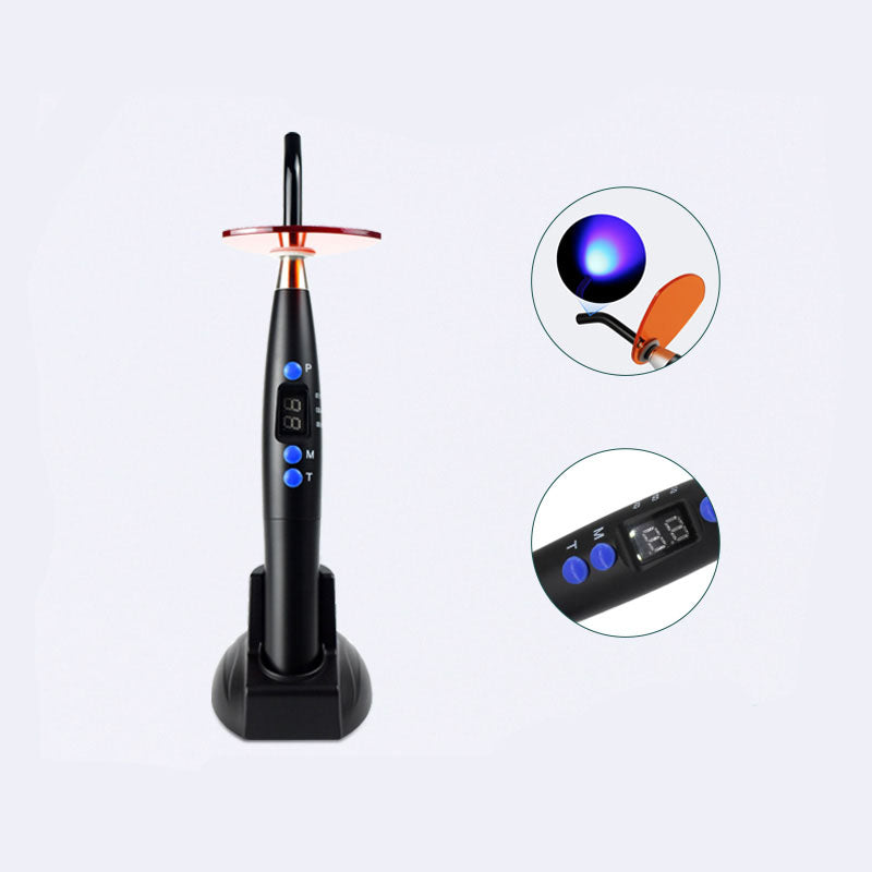 Dental LED Curing Light Wireless 1200-1500mw/cm² - Rechargeable Resin Cure Lamp