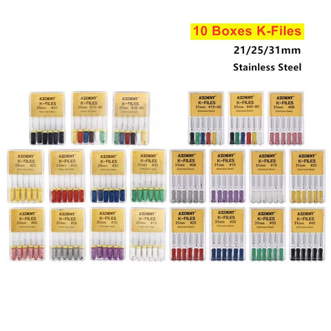 Dental Hand Use K-Files 21/25/31mm Stainless Steel Endodontic Root Canal Files Dentist Tools Lab Instruments