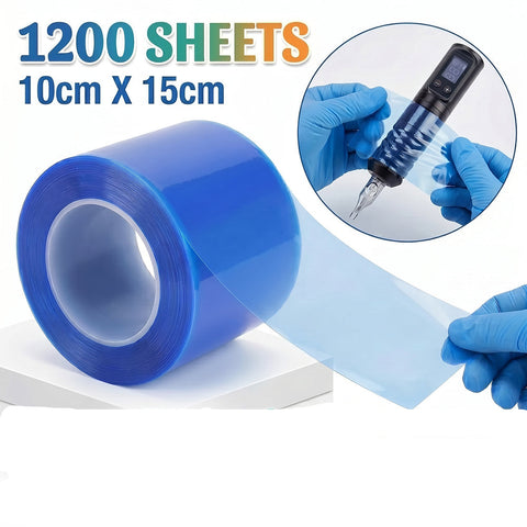 1200pcs Barrier Film Roll - Disposable Waterproof Self-Adhesive Protective Film 10x15cm for Dental & Tattoo