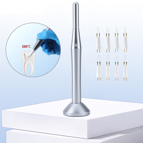Dental Wireless Gutta Percha Cutter - 280°C Heating Pen with 8 Tips Root Canal Instrument
