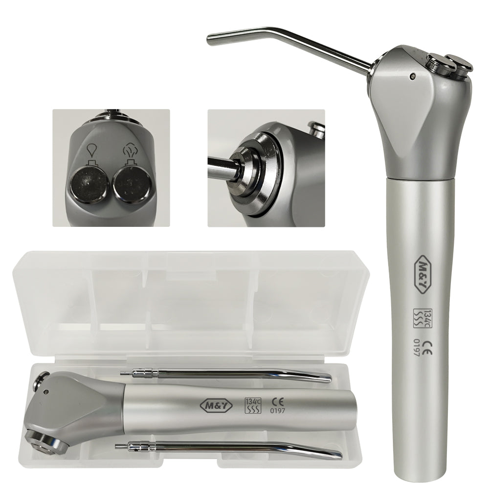 Dental Triple 3-Way Syringe Handpiece - Aircraft-Grade Aluminum with 2 Autoclavable Stainless Steel Nozzles