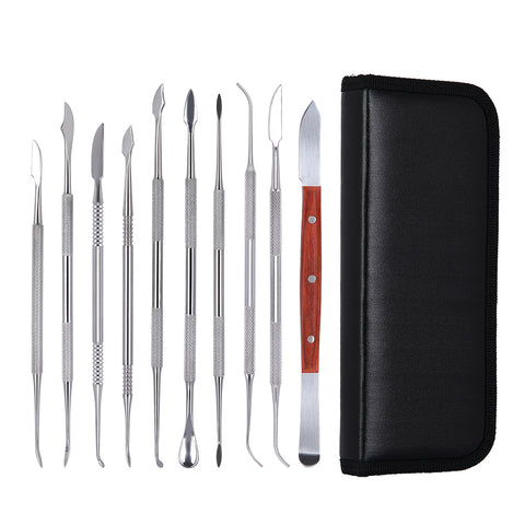 10-Piece Dental Spatula & Wax Carving Tool Set - Professional Stainless Steel Instruments
