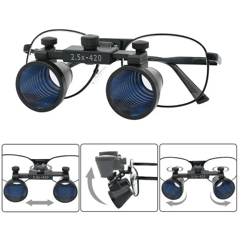 Dental Binocular Loupes 2.5X/3.5X - Optical Glass Headband Magnifier 320-420mm