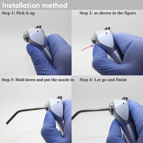 Dental Triple 3-Way Syringe Handpiece - Aircraft-Grade Aluminum with 2 Autoclavable Stainless Steel Nozzles