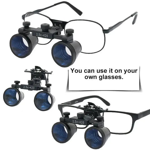 Dental Binocular Loupes 2.5X/3.5X - Optical Glass Headband Magnifier 320-420mm