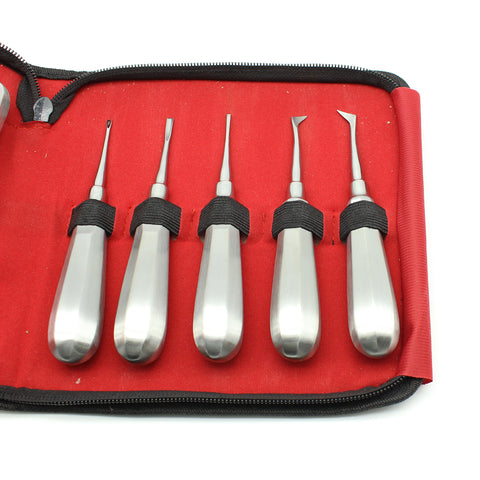 10PCS Dental Curved Root Elevator Set - Stainless Steel Tooth Extraction Surgical Tools