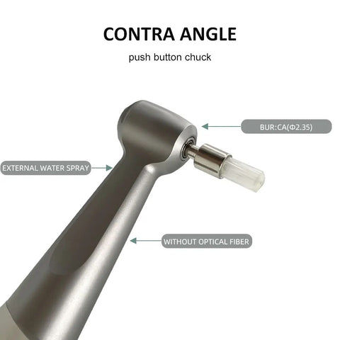 Dental Low Speed Handpiece Kit 2/4 Hole - Contra Angle + Straight + E-type Air Motor External Water Spray