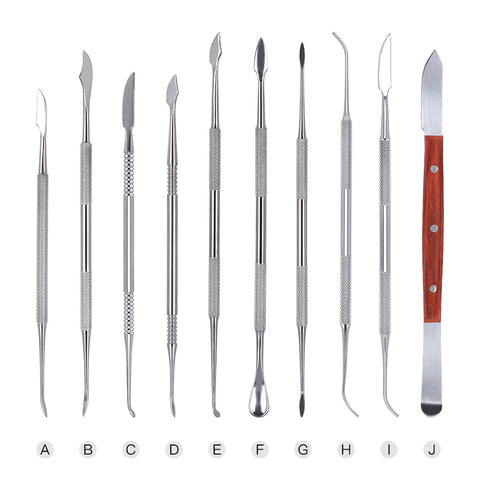 10-Piece Dental Spatula & Wax Carving Tool Set - Professional Stainless Steel Instruments