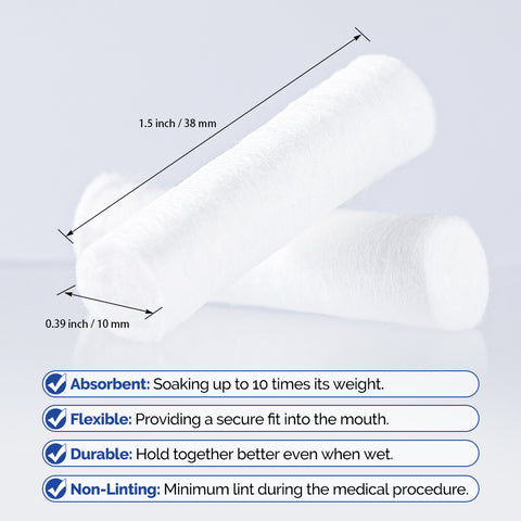 1000 Pcs High Absorbent Dental Cotton Rolls - 100% Cotton | Dentist Surgical & Teeth Whitening Supplies