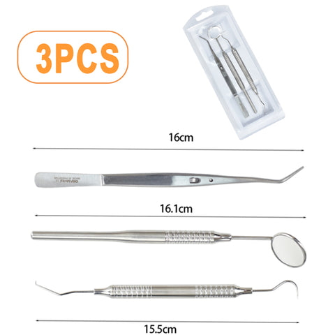 4PCS Dental Oral Cleaning Kit - Stainless Steel Scaler Mirror Explorer Plier Set