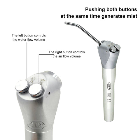 Dental Triple 3-Way Syringe Handpiece - Aircraft-Grade Aluminum with 2 Autoclavable Stainless Steel Nozzles