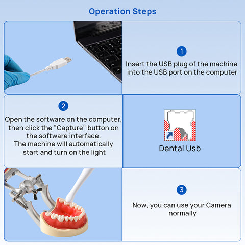 Dental Intra Oral Camera 13MP USB - Auto Focus 6 LED Lights Examination System