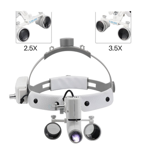Adjustable 5W LED Dental Loupes 2.5X/3.5X Binocular Head Lamp