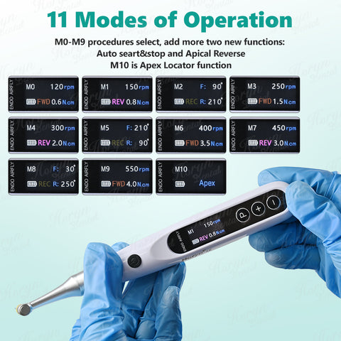 Dental Wireless 2-in-1 Endo Motor & Apex Locator - 16:1 Contra Angle 11 Programs