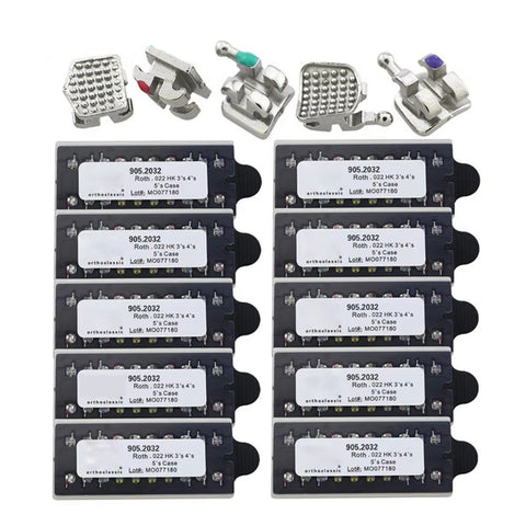 20pcs Dental Orthodontic Metal Brackets MIM Monoblock - Roth/MBT 0.022 Hooks 345 Low Friction
