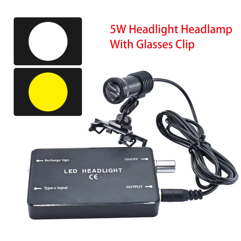 Dental Binocular Loupes 2.5X/3.5X with Wireless LED Headlamp - Ultra-Lightweight Magnifier 320-420mm | 5W Rechargeable