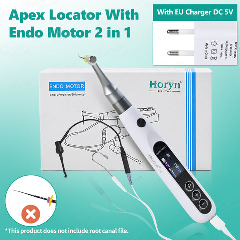 Dental Wireless 2-in-1 Endo Motor & Apex Locator - 16:1 Contra Angle 11 Programs