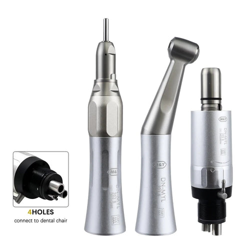 Dental Low Speed Handpiece Kit 2/4 Hole - Contra Angle + Straight + E-type Air Motor External Water Spray