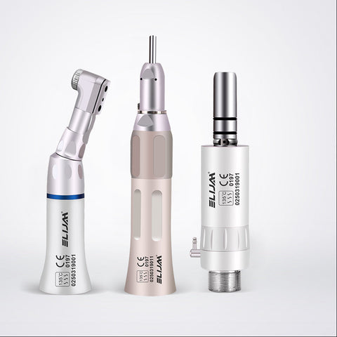 Dental Low Speed Handpiece Kit 2/4 Hole - E-type Air Motor + Straight Nosecone + Contra Angle