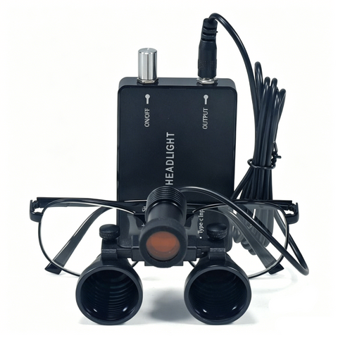 Dental Loupe with LED Lamp 2.5x/3.5x Magnification - Metal Frame Medical Magnifier with Fabric Box