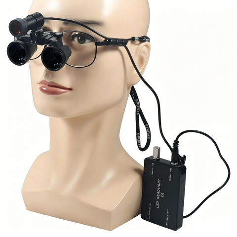 Dental Loupe with LED Lamp 2.5x/3.5x Magnification - Metal Frame Medical Magnifier with Fabric Box