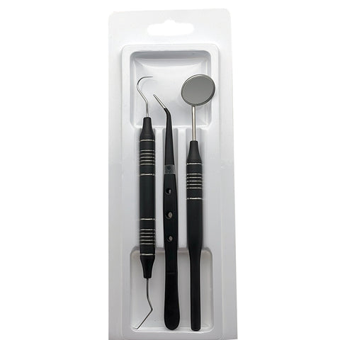 4PCS Dental Oral Cleaning Kit - Stainless Steel Scaler Mirror Explorer Plier Set